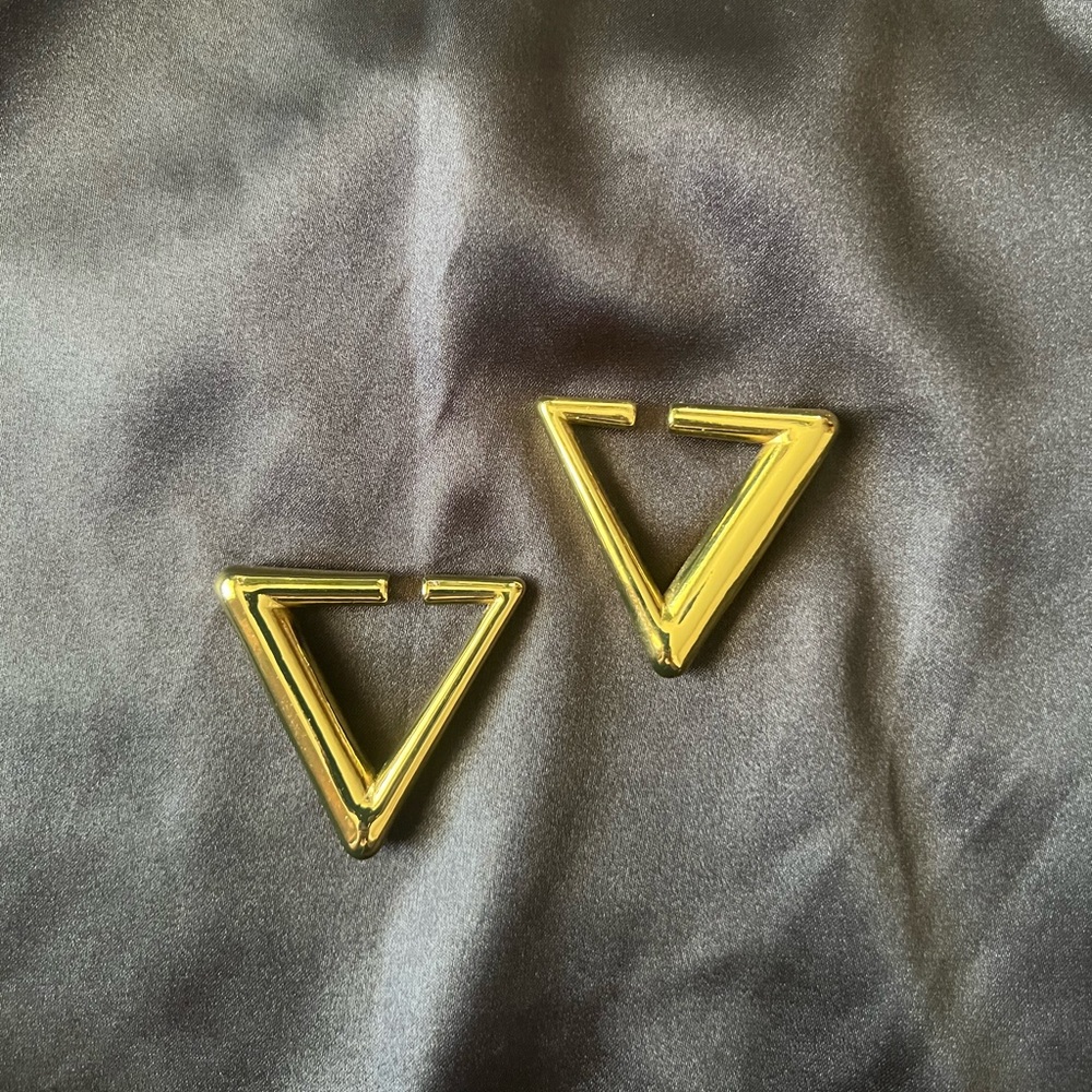 Gold Weighted Triangle Earrings, Size 2 Gauge